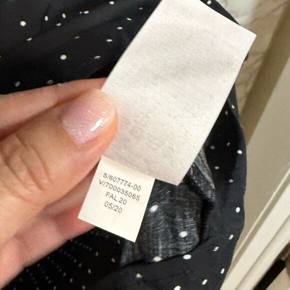 NEW Banana Republic Size 14 Black Dress White Polka Dots Puff Sleeve V-Neck - Picture 7 of 9